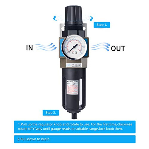 Regulador De Filtro De Aire Comprimido De 3/8 Npt, Ele...