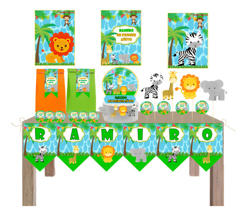 Cotillon Personalizado Animalitos De La Selva Bolsitas X 20
