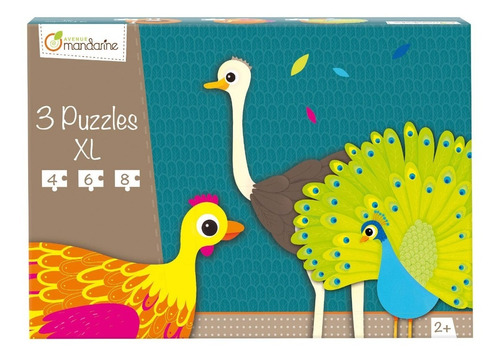 Rompecabezas Puzzle Niños 3 En 1 Xl Plumas Avenue Mandarine