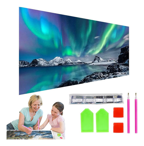 Kit De 5d Pintura Diamantes De Aurora Islandia Decora70x40cm