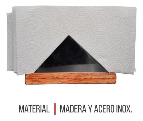 Set X 2 Servilleteros Triangular Acero Base Madera Porta.