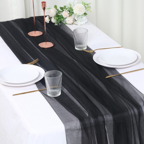1.6*3m Rollos De Tela Organza Cortina De Decoración De Boda Color Negro