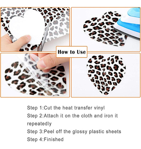 25 X 30,5 Cm, Vinilo Termoadhesivo Estampado De Leopard...