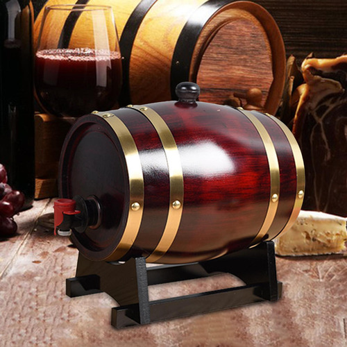 Barril De Roble Añejado Con Soporte De Madera Para 1 Litro