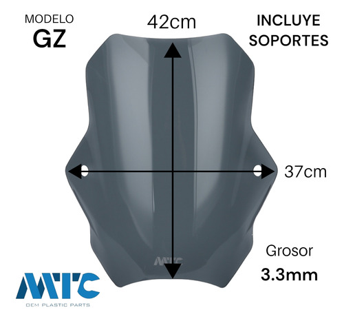 Parabrisas Gz P/ Carabela Sport R2 Negro Mtc