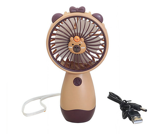 Mini Ventilador Portátil Recargable Capibara Con Cordón, Usb