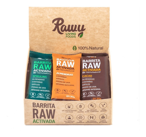 Barritas Raw Activadas Combinadas ,sin Gluten Y Veganos.