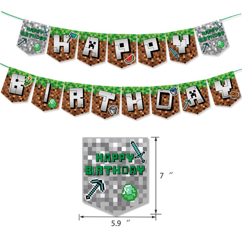 Kit De Decoración De Globos Cumpleaños Minecraft 42pcs