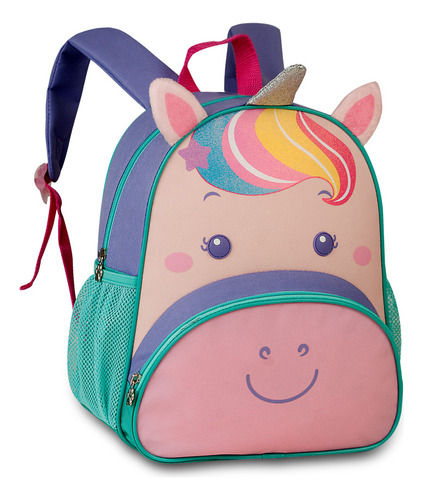 Mochila Infantil Feminina Com Alças Unicornio Roxo