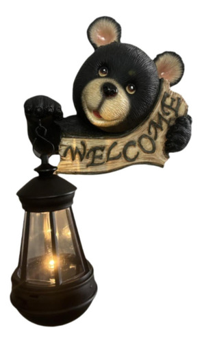 Estátua De Jardim Ao Ar Livre Do Urso Com Luzes Solares