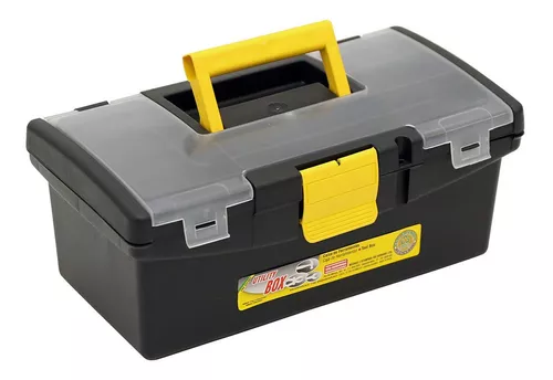 Caja de herramientas vacía de plástico, L BOX 136 (negro), incluye inserto  para portátil y tarjeta de documentos, caja de herramientas grande vacía