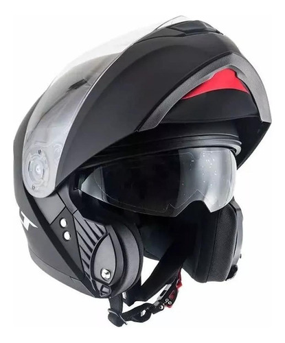 Capacete Helt Hippo Preto Fosco Escamoteavel Com Oculos N62