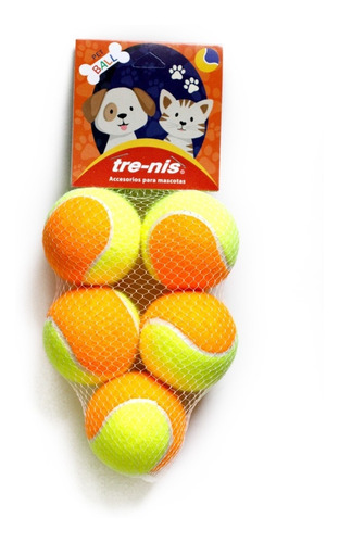 Pelotas De Tenis Para Perro 5 Piezas Color Amarillo Naranja