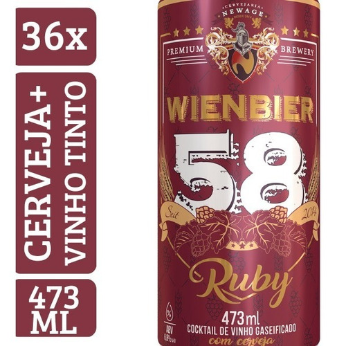 Kit Cerveja Wienbier 58 Ruby De Vinho Tinto De 473ml (36 Un)