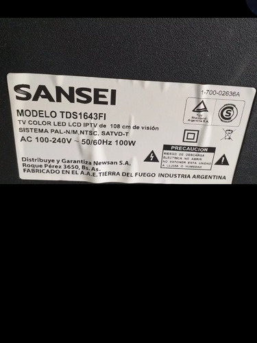 Placas Tv Sansei Tds1643fi