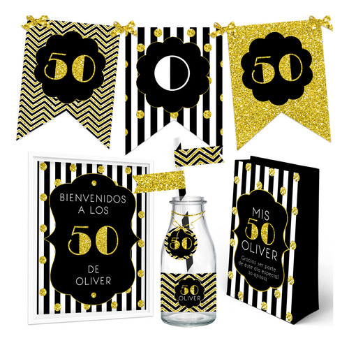 Kit Imprimible 50 Años Hombre Cumple + Banner, Personalizado