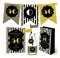 Comprar Kit Imprimible 50 Años Hombre Decoración + Candybar