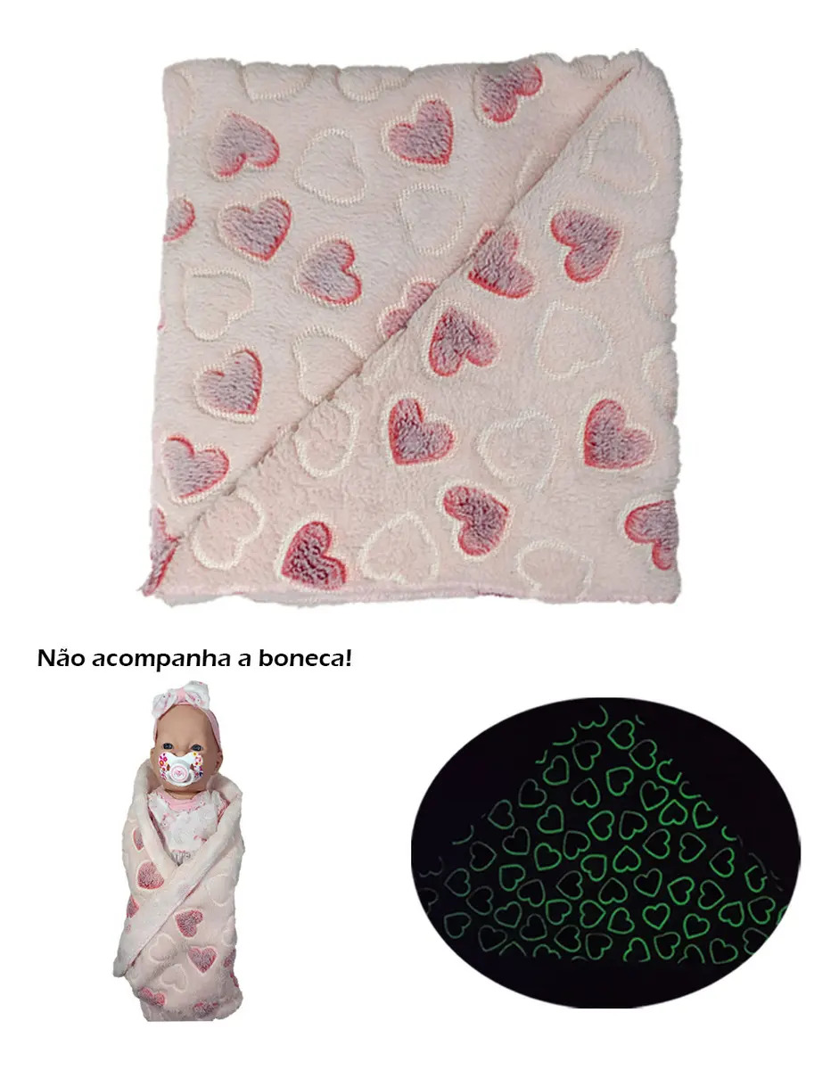 Manta Coração Boneca Mamãe Reborn - Brilha No Escuro!