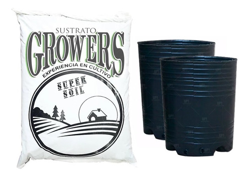 Sustrato Growers Super Soil Cultivo 20lt Con Macetas 10lt 2u