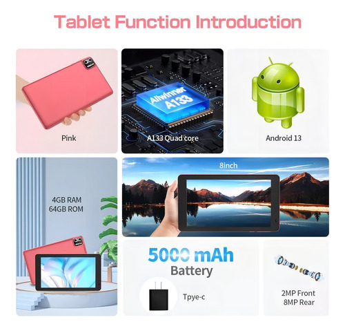Tablet Pritom B8 Android 13 8gb Ram 4+4gb 64gb Novo Lacrado Cinza