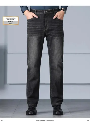 Pantalones Vaqueros Elásticos De Pierna Recta Para Hombre, C