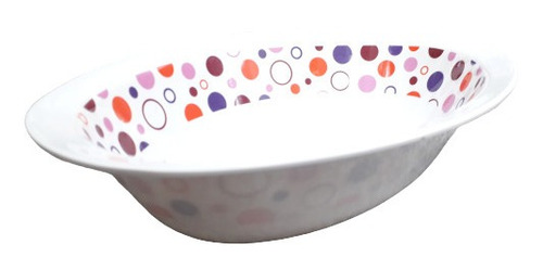 Bowl Ensaladera Melanina Oval 25cm Chico Decorado Circulos