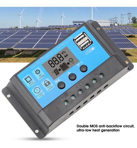 Qqq Controlador De Carga Solar Pwm Lcd Panel De Celda Usb