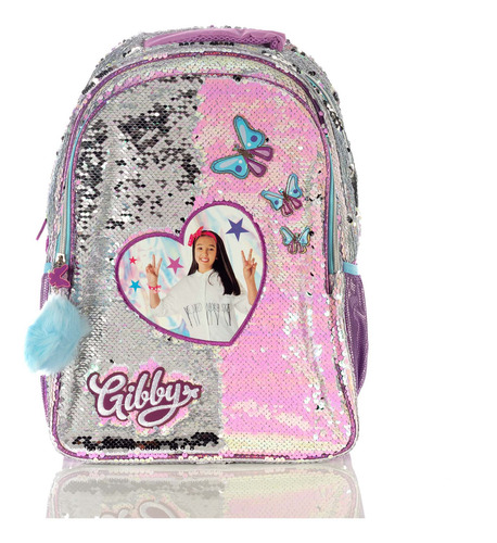 Mochila Gibby Sequins Butterfly Color Rosa