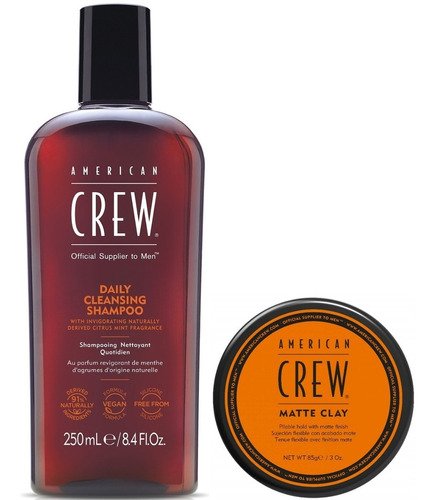 Daily Cleansing Shampoo + Cera Matte Clay American Crew Men
