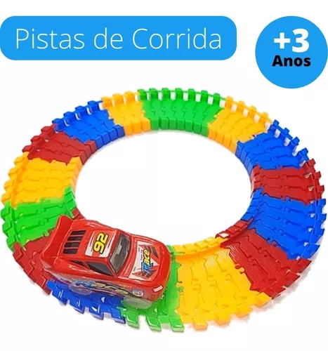 Brinquedo Carrinho e Pista Infantil Fluorescente c/ 56 peças - Barra Rey