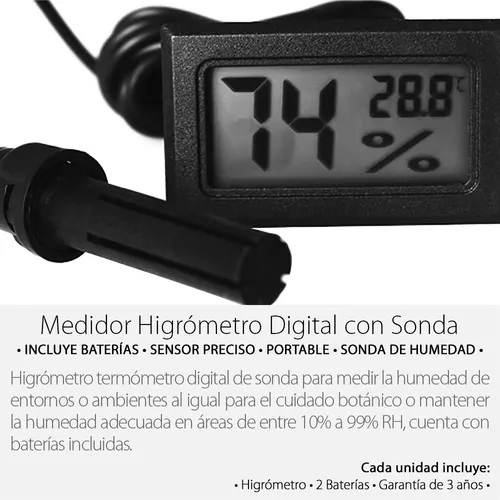 Termómetro Higrómetro Digital Sonda Medidor Humedad Lcd