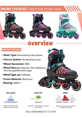 Patines En Línea Ajustables Con Luz Para Niñas Y Adolescente Talla De Los Patines 0 Mm Neón