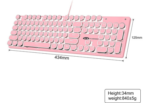 Teclado Mecánico Para Juegos Estilo Máquina De Escribir, Ros