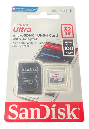 Tarjeta De Memoria Sandisk Sdhc  Con Adaptador Sd 32gb