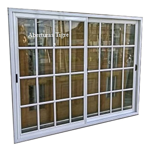 Ventanas  Aluminio 200x150 Vidrio Repartido Con Reja