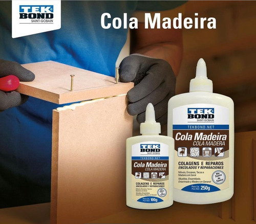 Imagem 3 de 5 de Cola Para Madeira Tacos Móveis Mdf Papel Tecido 250g Tekbond