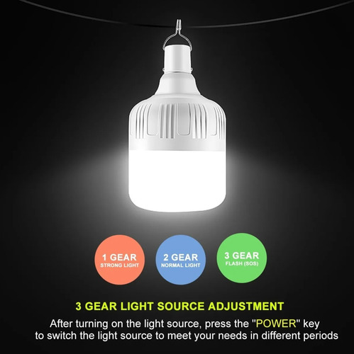 Lampara Ampolleta Led Usb Portátil + Panel Solar + Control