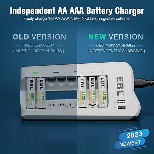 Ebl Updated 808u Cargador Baterías Recargables Aa Y Aaa Usb