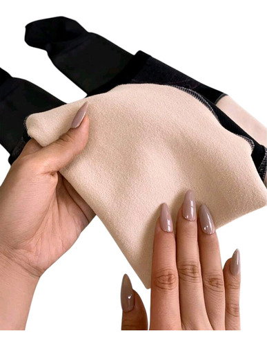 Medias Pantys Efecto Piel Con Faja Tiro Alto Negro Liso Único