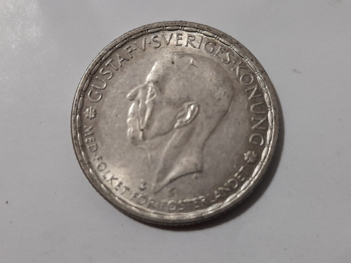 Moneda Suecia 1 Corona 1946 Gustaf Konung Plata(x859