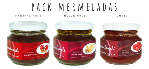 Mermeladas Pack Manzana Nuez, Melón Nuez, Tomate + 1 Pack 