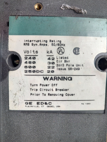 Interruptor Termomagnético Lg 350a Modelo Tjj436350wl (Usado)