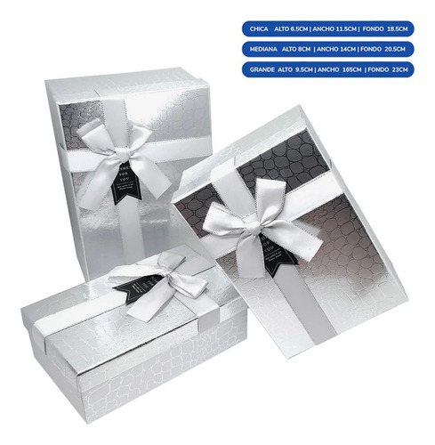 Pack 3 Cajas Rectangulares Triple Print Y Liso Regalo Amor