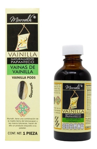 Imagen 1 de 4 de Vainas De Vainilla 1 Pieza Y Extracto De Vainilla 50 Ml Pack