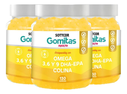 Pack 3 Omega 3, 6 Y 9 Dha-epa Gomitas Sottcor X 130 Unid