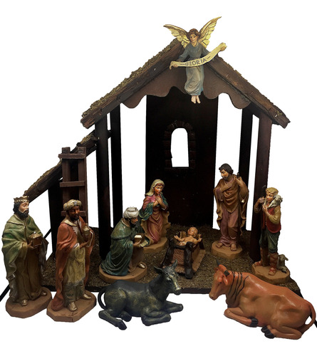  Set Pesebre 6  Con Figuras Y Establo 14  