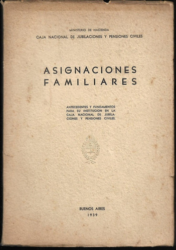 Caja Jubilacion Pension Asignacion Familiar Antecedente 1939