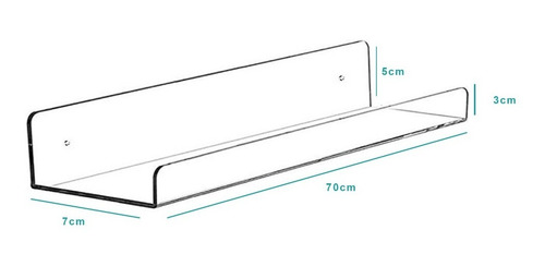 Dos Repisas Flotantes Acrílico 3mm 70 Cm Largo 7 Cm Ancho