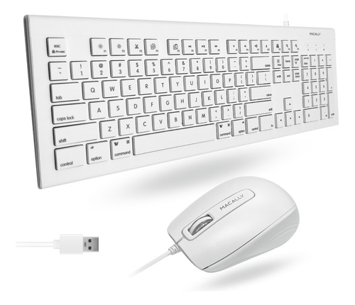 Teclado Y Mouse Tamaño Completo Blanco, Macally