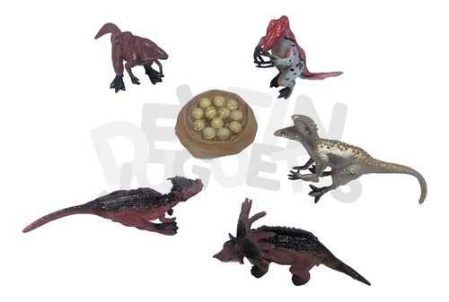 Mega Pack Jurassic 5 Dinosaurios + Nido Con Huevos T-rex